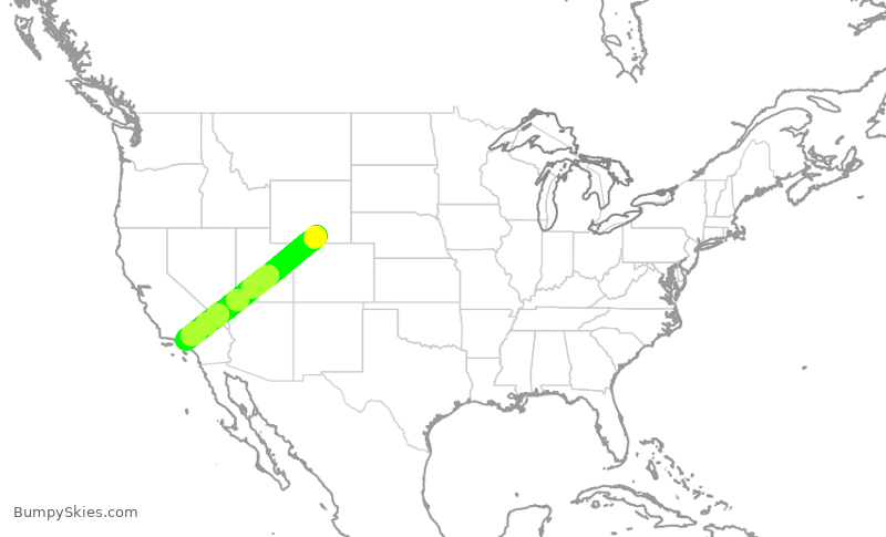 Turbulence forecast map for JSX9246, SAA to BUR