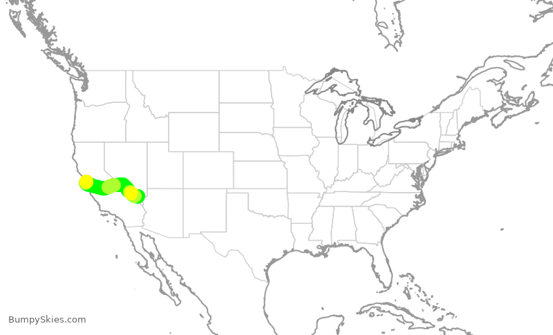 Turbulence forecast map for JSX9247, OAK to LAS