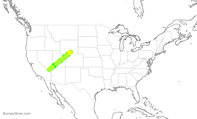 Turbulence forecast map for JSX9249, LAS to SAA