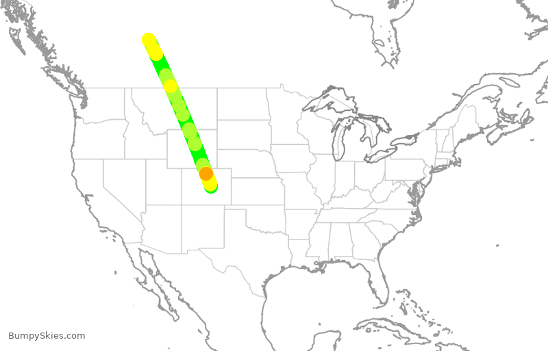 Turbulence forecast map for JSX9276, YEG to COS