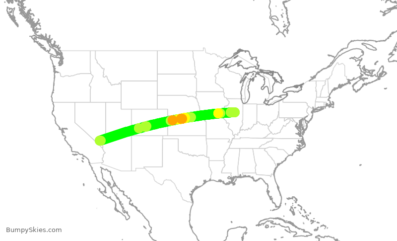 Turbulence forecast map for JSX9295, LAS to BMI