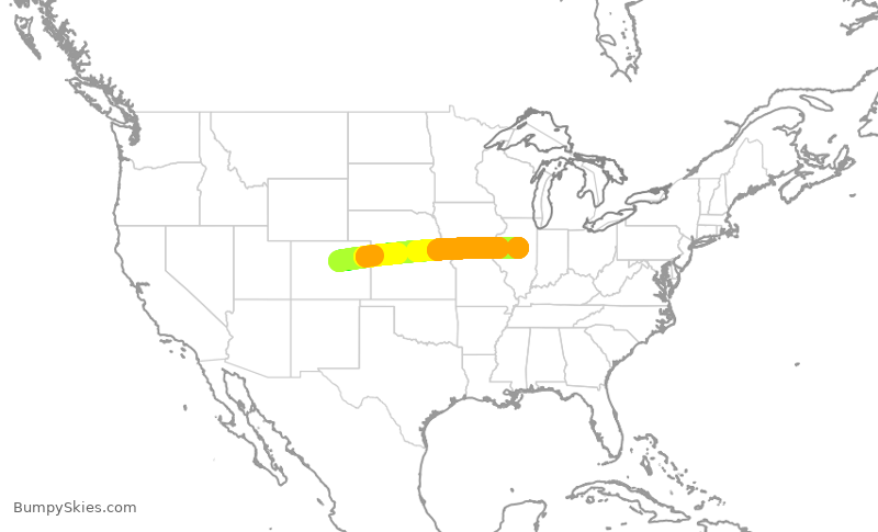 Turbulence forecast map for JSX9301, APA to BMI