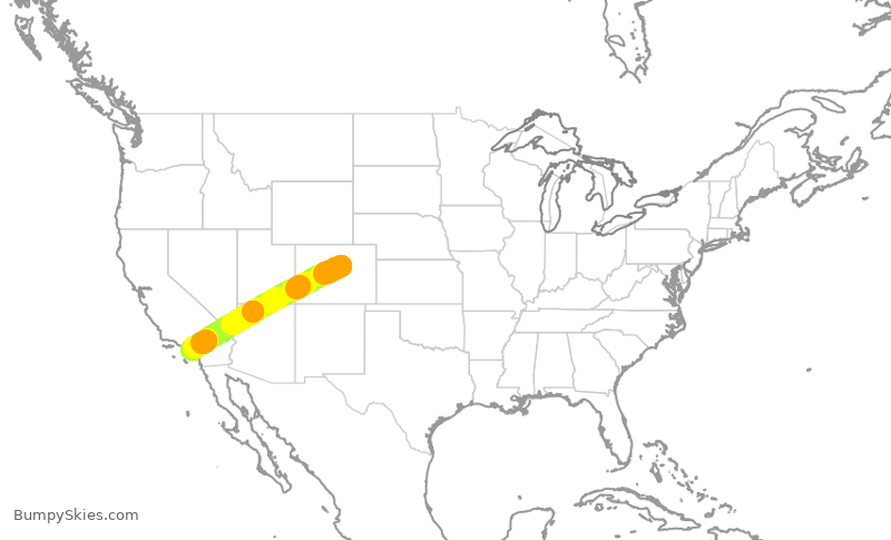Turbulence forecast map for JSX9308, APA to SNA