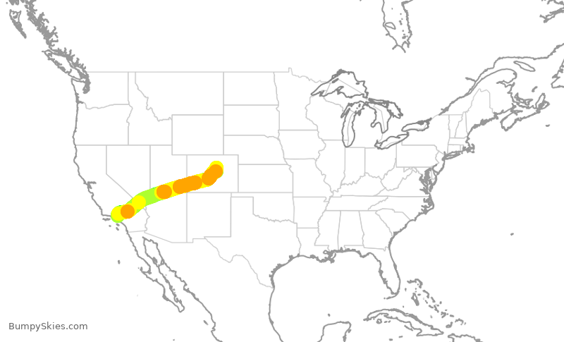 Turbulence forecast map for JSX9311, BUR to APA