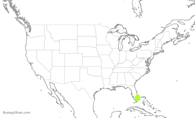 Turbulence forecast map for JSX9400, OPF to PBI