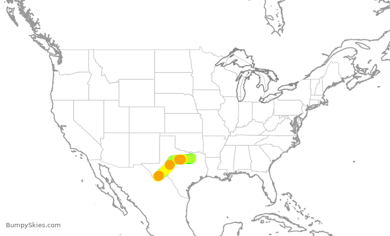 Turbulence forecast map for JSX9506, DAL to KT89
