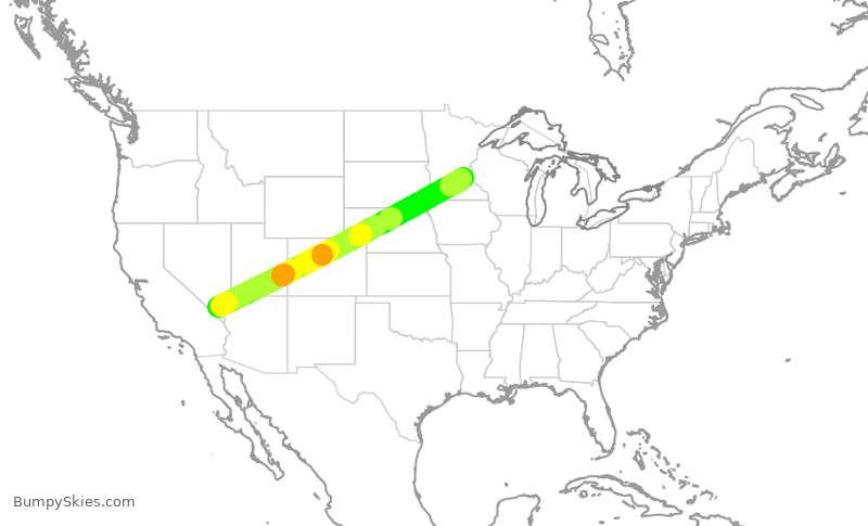 Turbulence forecast map for JSX9512, LAS to MSP