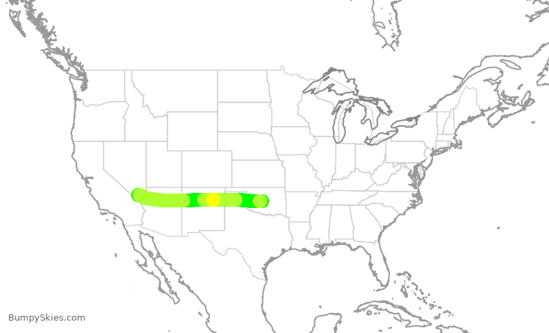 Turbulence forecast map for JSX9524, OKC to LAS