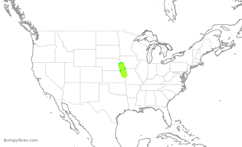 Turbulence forecast map for JTL1010, OMA to JCI
