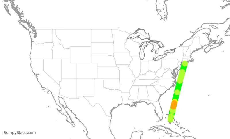 Turbulence forecast map for JTL120, FOK to NAS