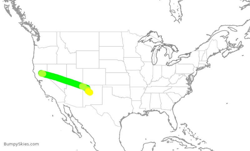 Turbulence forecast map for JTL158, CIC to ABQ