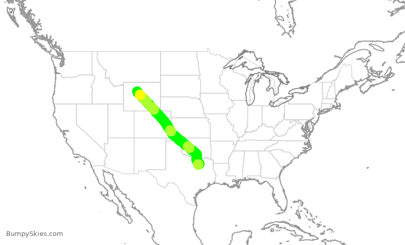 Turbulence forecast map for JTL200, DAL to KHSG