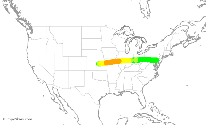 Turbulence forecast map for JTL200, CTH to SLN
