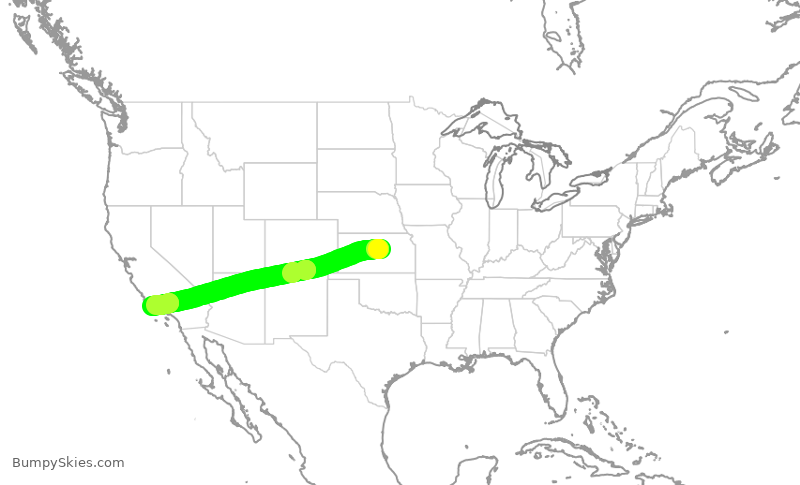 Turbulence forecast map for JTL200, SLN to SBA