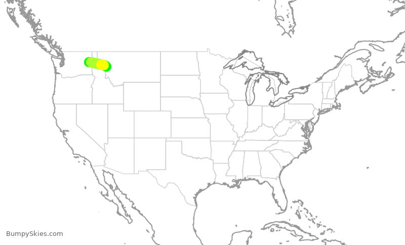 Turbulence forecast map for JTL212, MSO to GEG