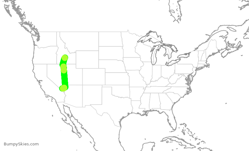 Turbulence forecast map for JTL212, SUN to LAS