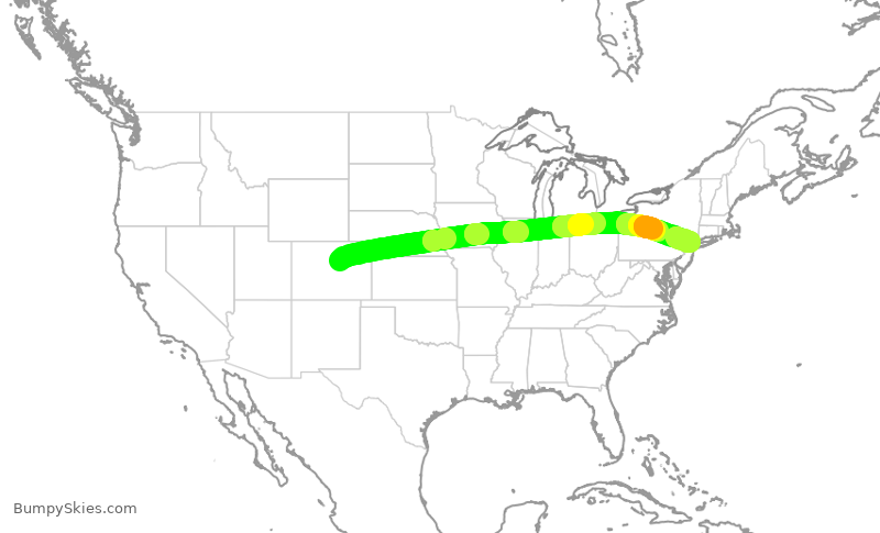 Turbulence forecast map for JTL222, APA to TEB