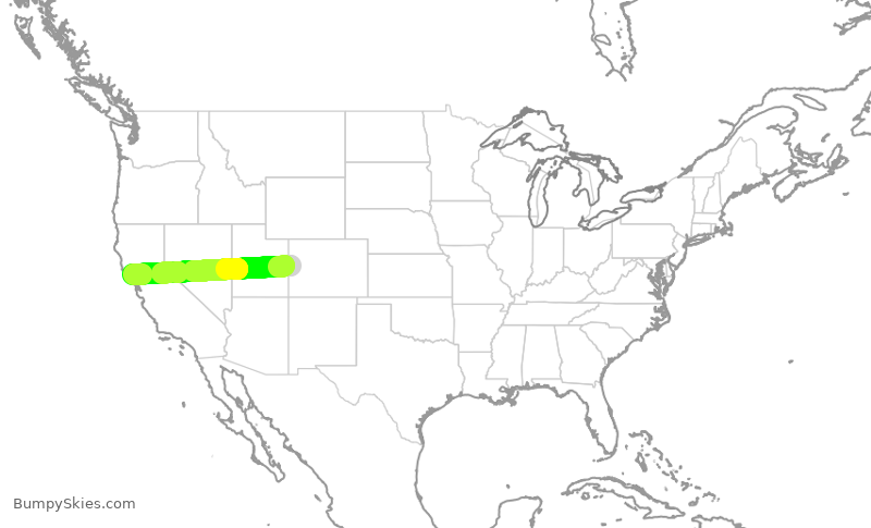 Turbulence forecast map for JTL224, GJT to STS