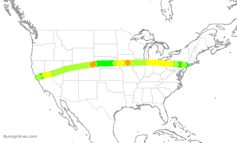 Turbulence forecast map for JTL224, HWD to TEB