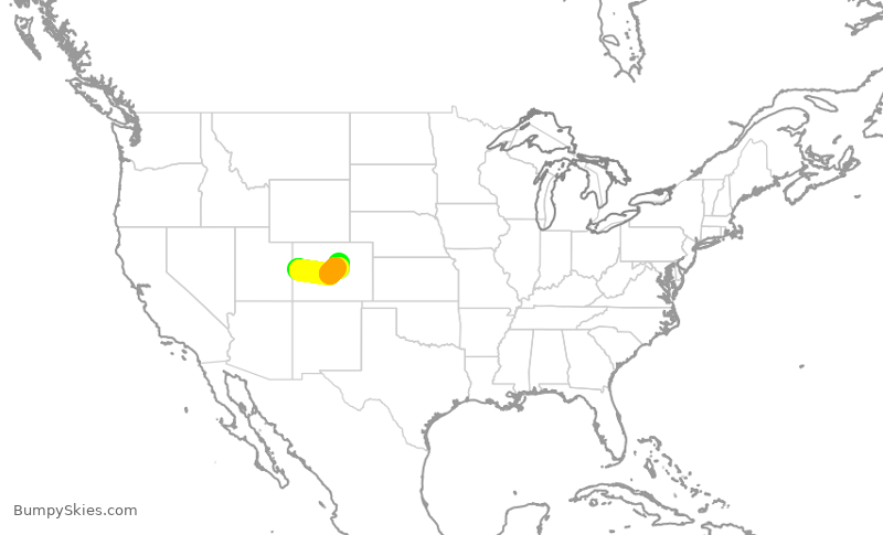 Turbulence forecast map for JTL227, GJT to APA