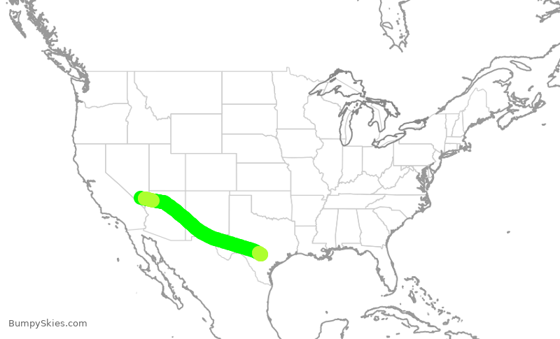 Turbulence forecast map for JTL227, LAS to SAT