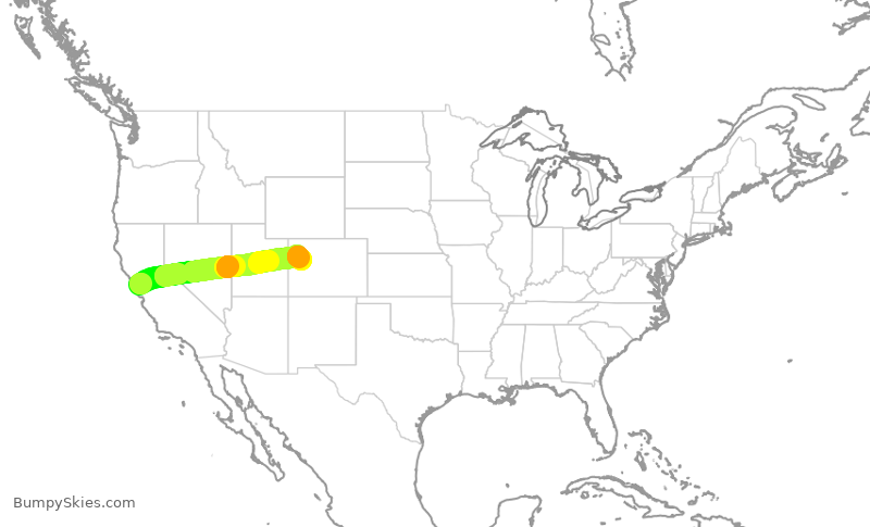 Turbulence forecast map for JTL227, OAK to RIL