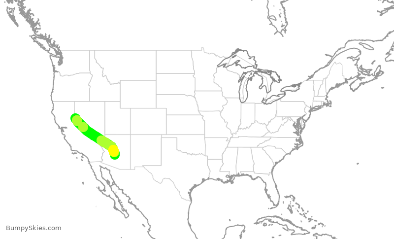 Turbulence forecast map for JTL227, RNO to SDL