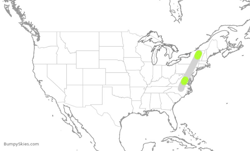Turbulence forecast map for JTL256, RDU to BTV