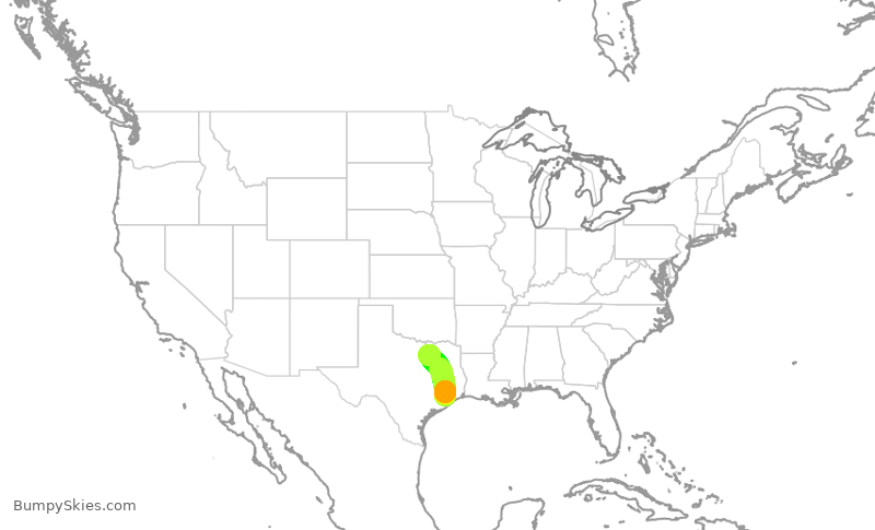 Turbulence forecast map for JTL275, HOU to DAL