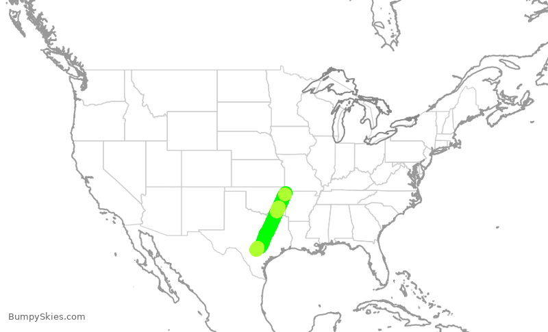 Turbulence forecast map for JTL275, XNA to SAT