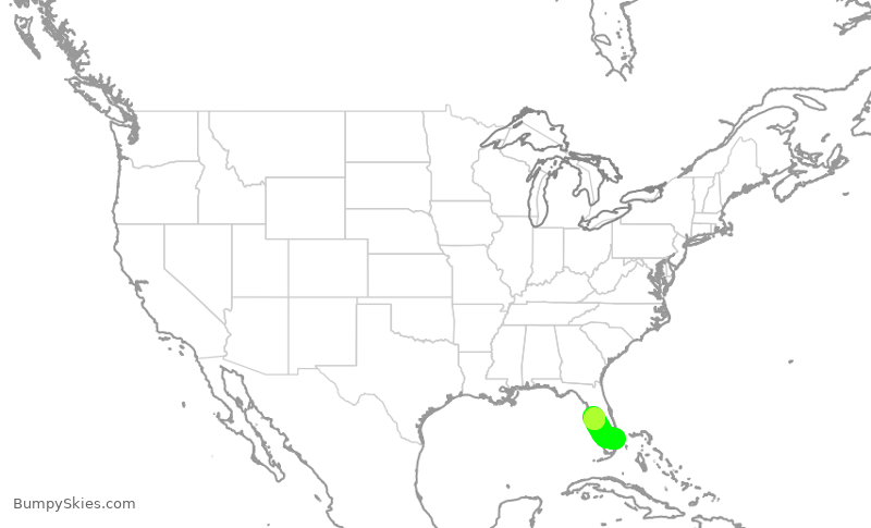 Turbulence forecast map for JTL27, FLL to LAL
