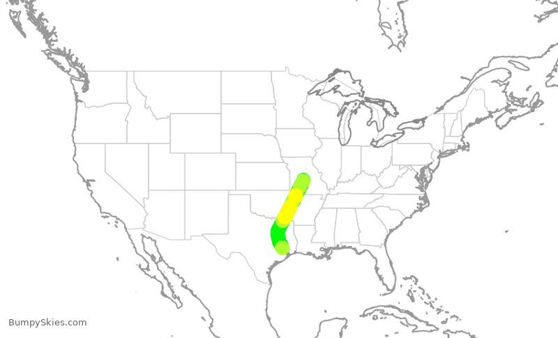 Turbulence forecast map for JTL28, CXO to AIZ