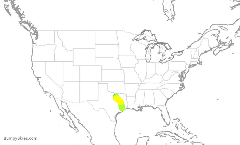 Turbulence forecast map for JTL28, HOU to AFW