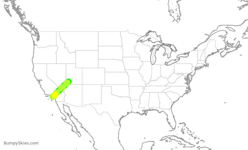 Turbulence forecast map for JTL311, CDC to LGB