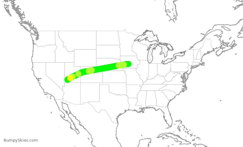 Turbulence forecast map for JTL311, DSM to CDC