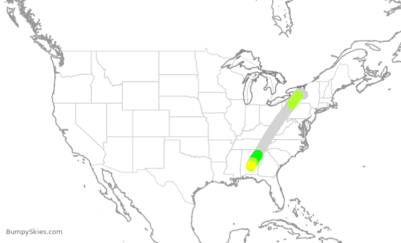 Turbulence forecast map for JTL311, SYR to MGM