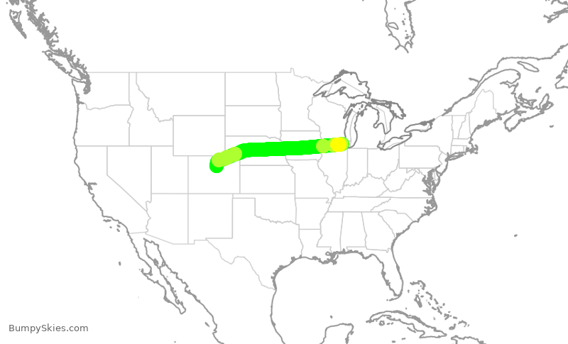 Turbulence forecast map for JTL312, PWK to BJC