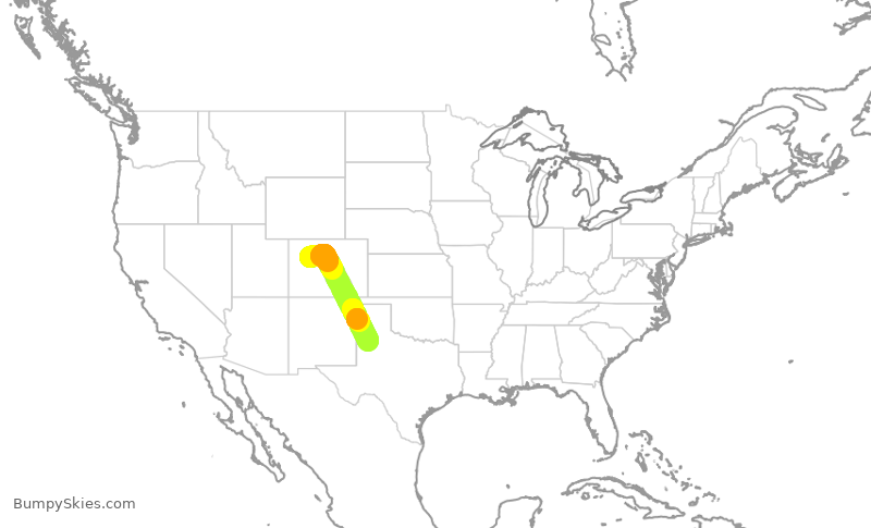 Turbulence forecast map for JTL322, EGE to LBB