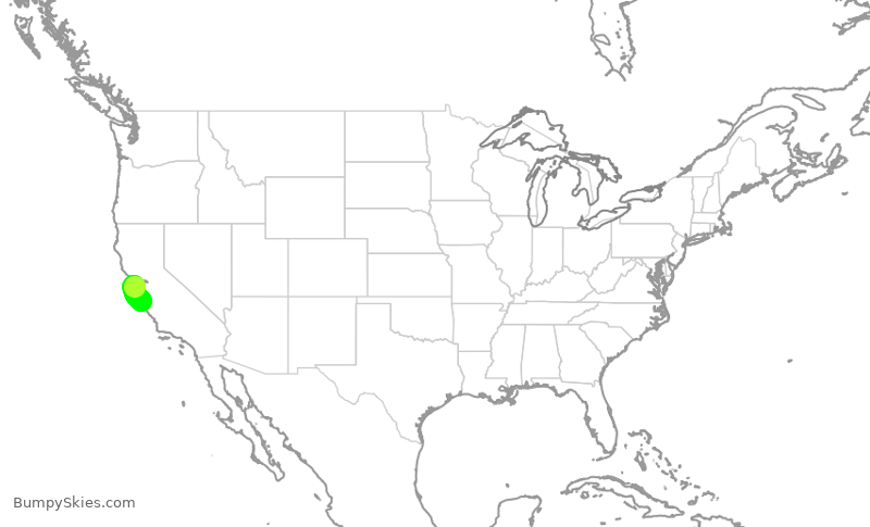 Turbulence forecast map for JTL329, SFO to MRY