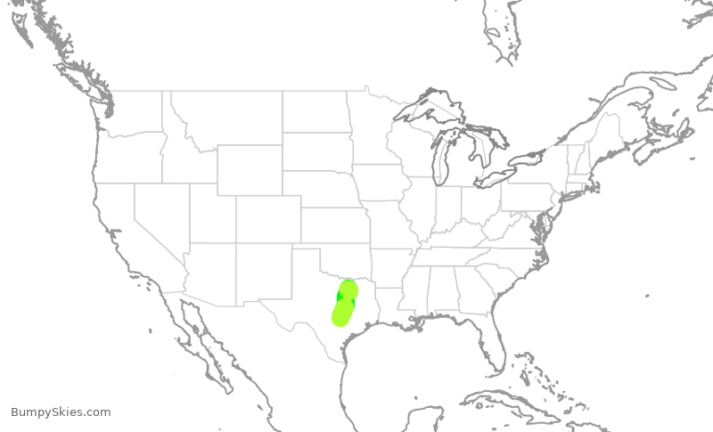 Turbulence forecast map for JTL330, DAL to AUS