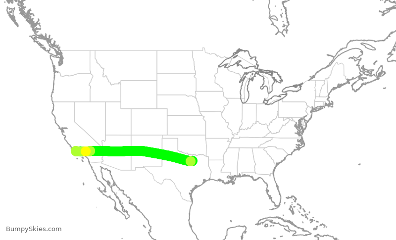 Turbulence forecast map for JTL330, DFW to SBA