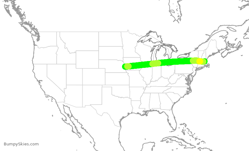 Turbulence forecast map for JTL359, OMA to BED
