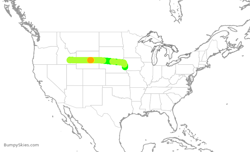 Turbulence forecast map for JTL359, PIH to OMA