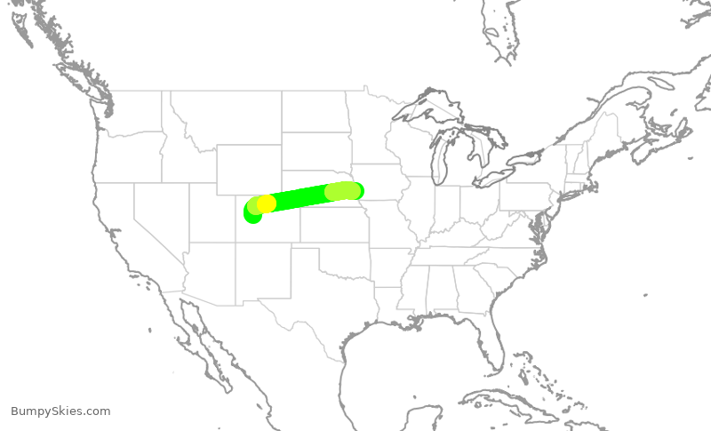 Turbulence forecast map for JTL3, ASE to OMA