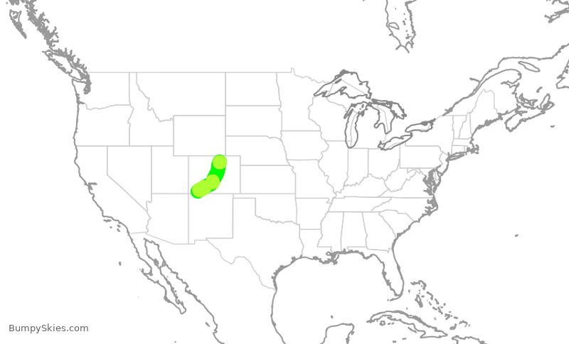 Turbulence forecast map for JTL3, GXY to DRO