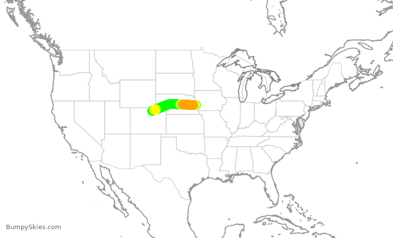 Turbulence forecast map for JTL3, OMA to GXY
