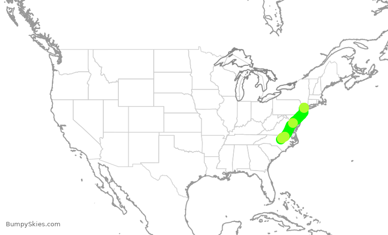Turbulence forecast map for JTL400, TEB to RDU
