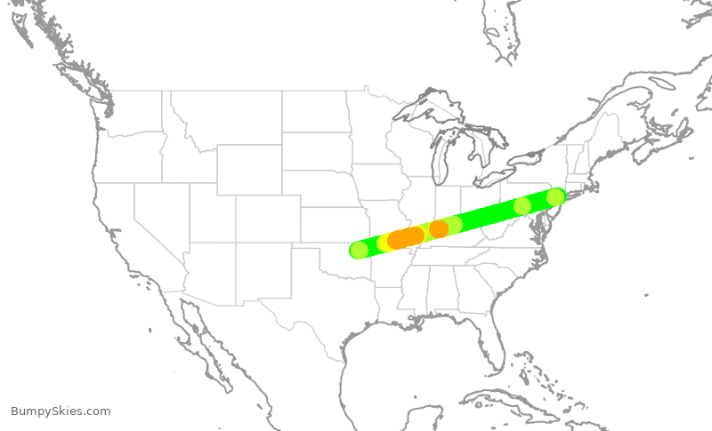 Turbulence forecast map for JTL400, TUL to TEB