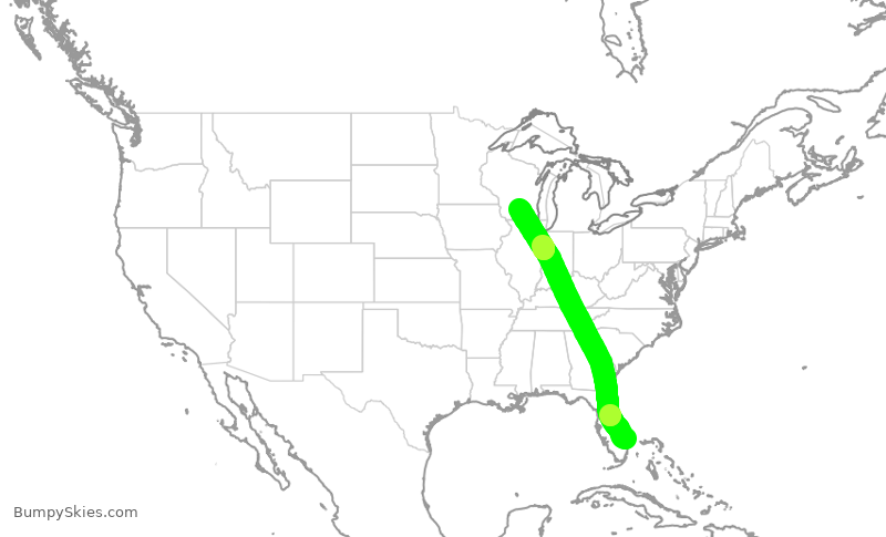 Turbulence forecast map for JTL420, KDJT to MSN