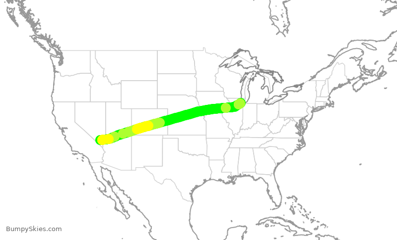 Turbulence forecast map for JTL420, LAS to MDW